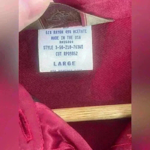 Vintage Roper Womens Western Button Down Show Shirt Maroon Size Large - Picture 5 of 8